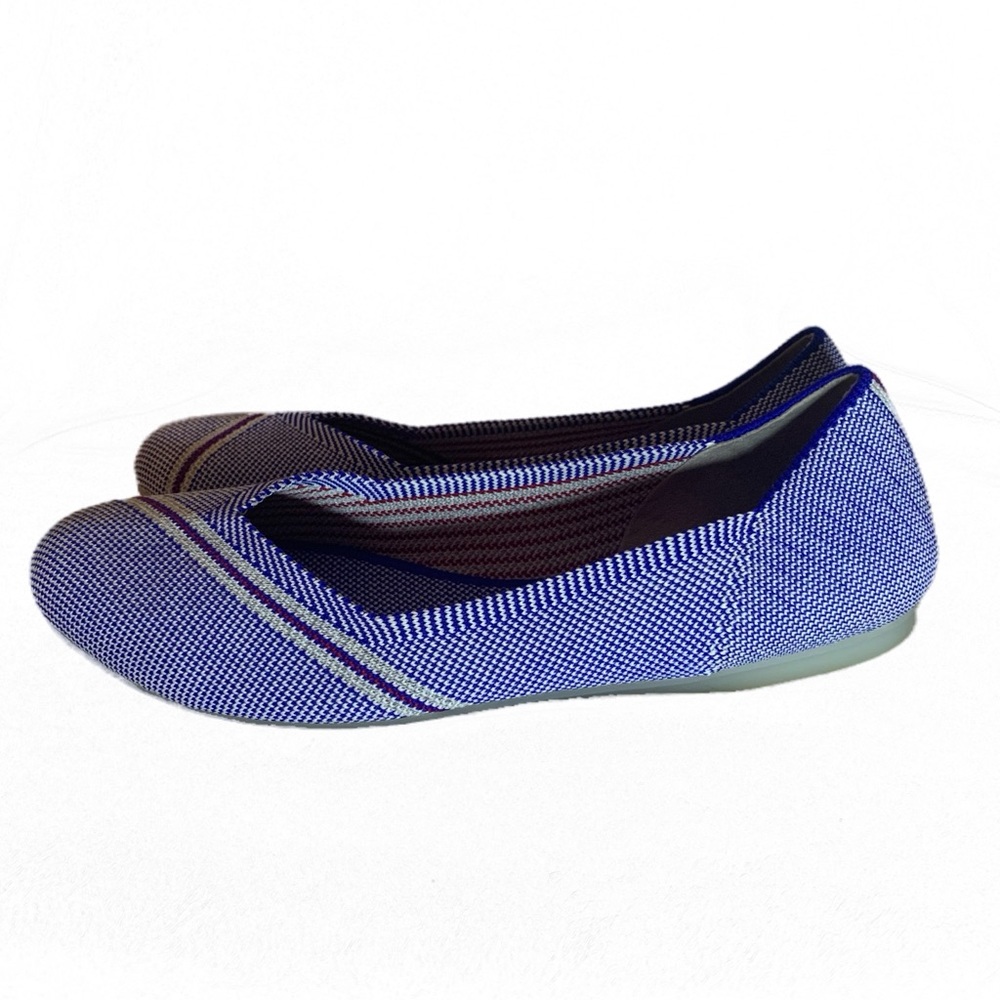 Rothy’s The Flat Round Toe Rare Blue With Reflective Stripe Size 8.5 - Picture 2 of 8